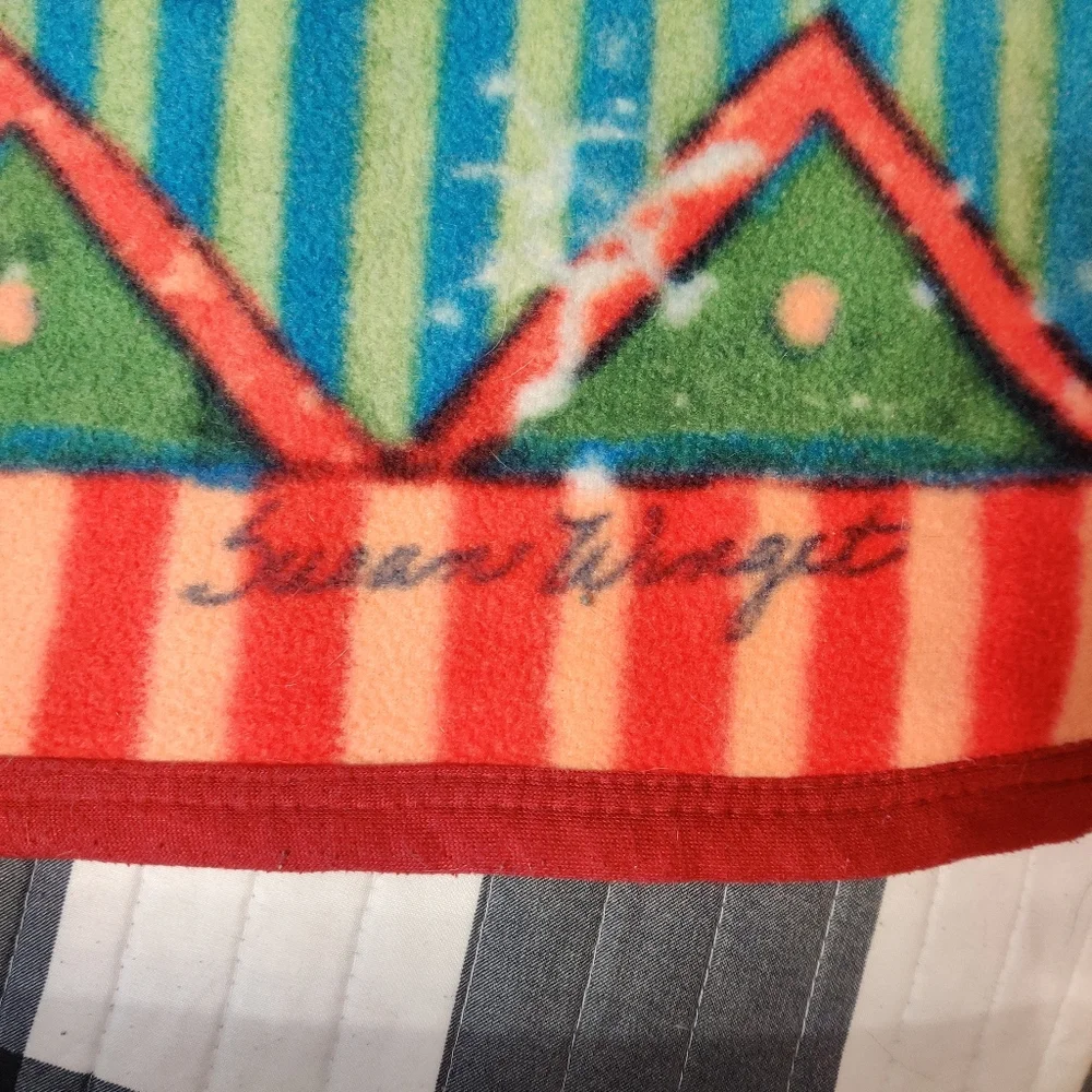 2007 Susan Winget SNOW KISSES Snowman Fleece Blanket Throw 63 X 47 Christmas